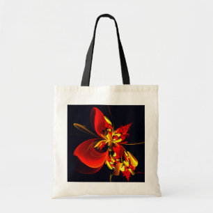 Tote Bag Rouge Jaune Floral Moderne Résumé Modèle Art #10