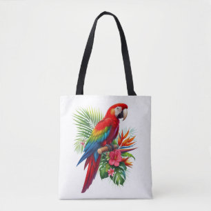 Tote Bag Rouge macaw tropical floral