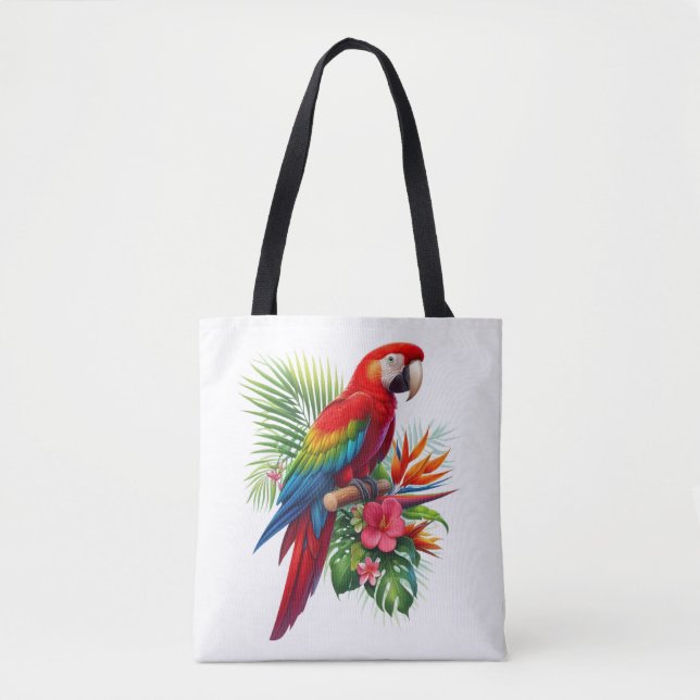 Tote Bag Rouge macaw tropical floral (Devant)