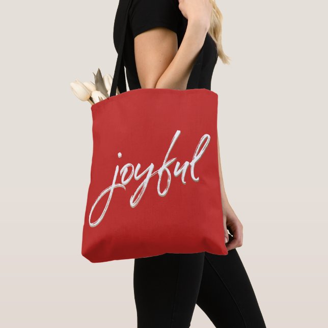 Tote Bag Rouge moderne Script Joyeux Noël Rouge affaires (De près)