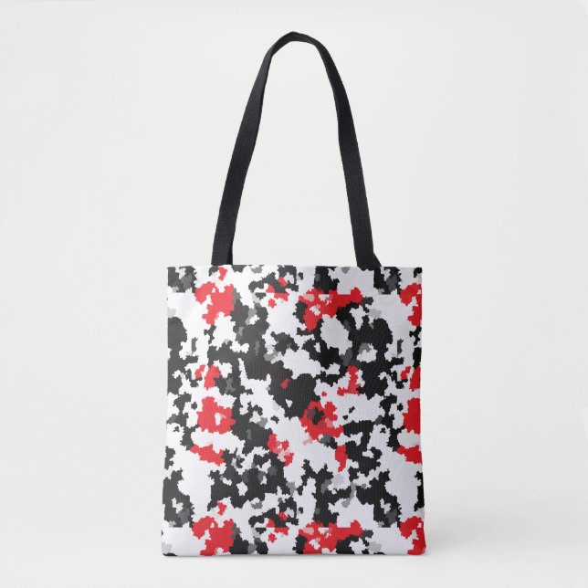 Tote Bag Rouge noir blanc irrégulier Design abstrait (Devant)