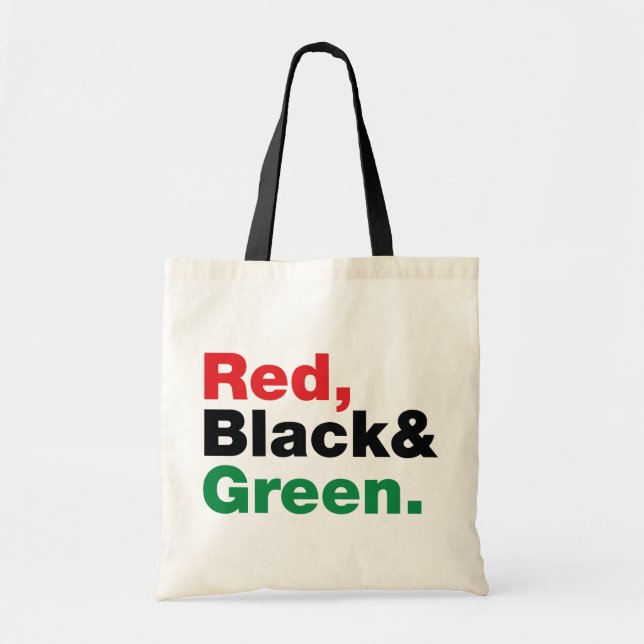 Tote Bag Rouge, Noir et Vert. (Devant)