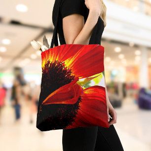 Tote Bag Rouge Orange Gerbera Daisy Photo Bold Modern Desig