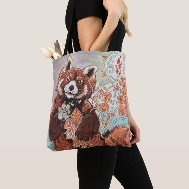Tote Bag Rouge Panada Crystaline Vibes Art (De près)