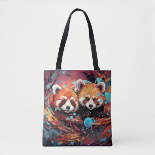 Tote Bag Rouge Panda Colorful Animal Enchanter