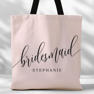 Tote Bag Rouge Pastel Demoiselle d'Honneur Écriture Moderne