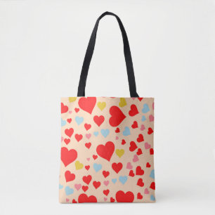 Tote Bag Rouge rose Bleu Coloré Simple Coeur Motif Y2K