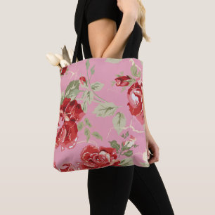 Tote Bag Rouge rose classique imprimé, demoiselle d'honneur
