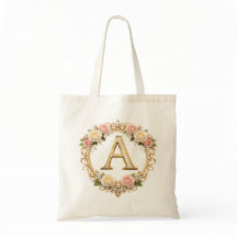 Rouge rosé floral monogramme lettre A mariage