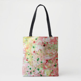 Tote Bag Rouge rose Jaune Vert moderne Modèle Abstrait