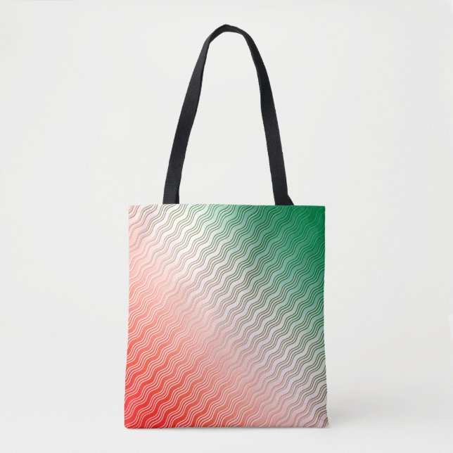 Tote Bag Rouge Silver Green Wavy (Devant)