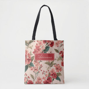 Tote Bag Rouge sur Hibiscus rose Floral