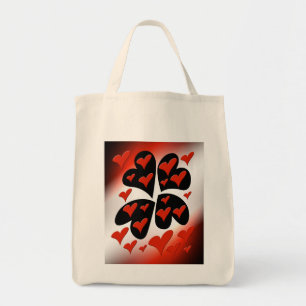 Tote Bag Rouge sur les coeurs noirs