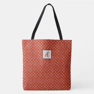 Tote Bag Rouge tissé graphique sur un monogramme couleur p