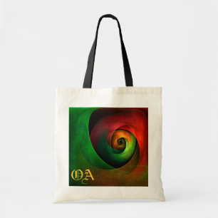 Tote Bag Rouge Vert Floral Moderne Art Abstrait Motif #21