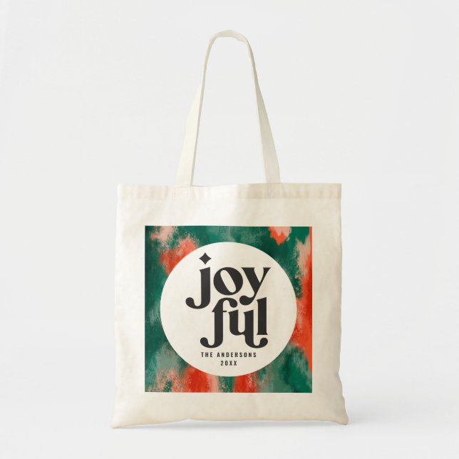 Tote Bag Rouge + vert moderne abstrait vacances joyeuses (Devant)
