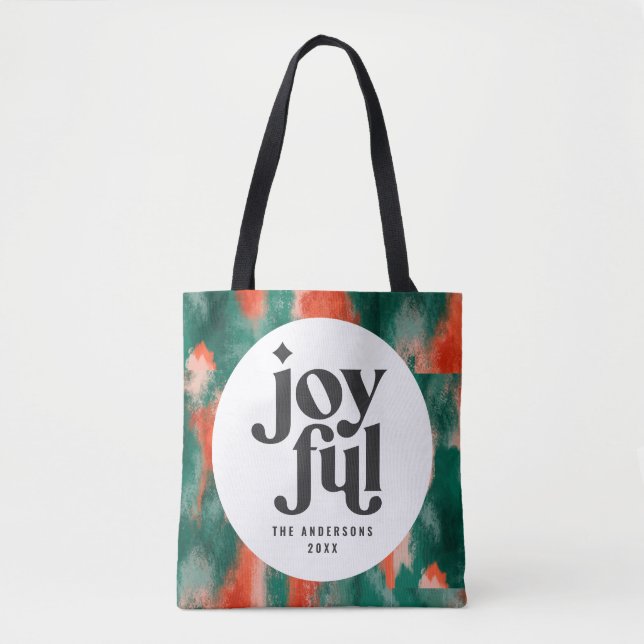 Tote Bag Rouge + vert moderne abstrait vacances joyeuses (Devant)