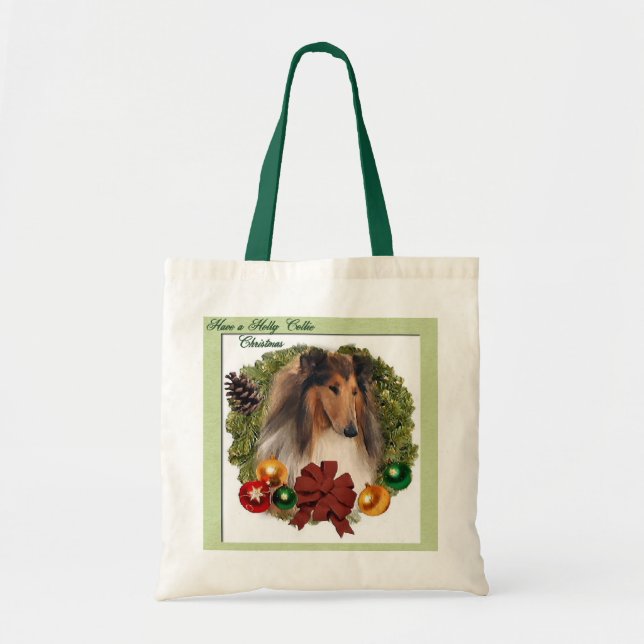 Tote Bag Rough Collie Cadeaux de Noël (Devant)