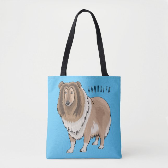 Tote Bag Rough collie dog cartoon illustration (Devant)
