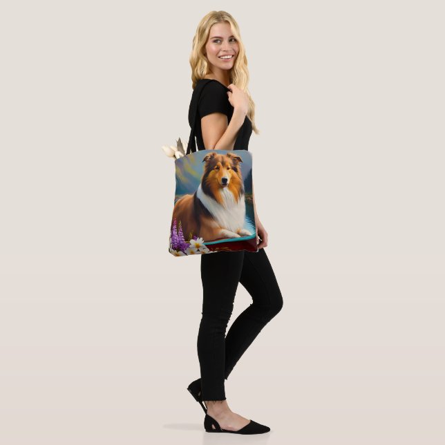 Tote Bag Rough Collie sur une pagaie : une aventure Pittore (Sur le modèle)