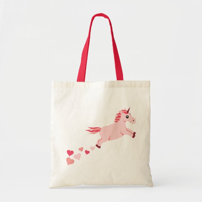 Tote Bag Rougissent la licorne rose de coeur (Devant)
