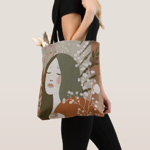 Tote Bag Rouille verte Tan Femme stimulante Abstrait