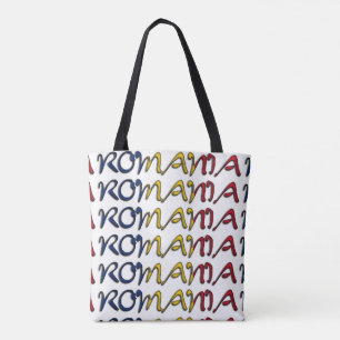 Tote Bag Roumanie Drapeau couleurs Typographie Pays europée
