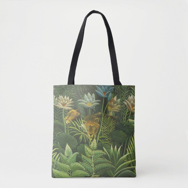 Tote Bag Rousseau Tropical Jungle Lion Peinture (Devant)