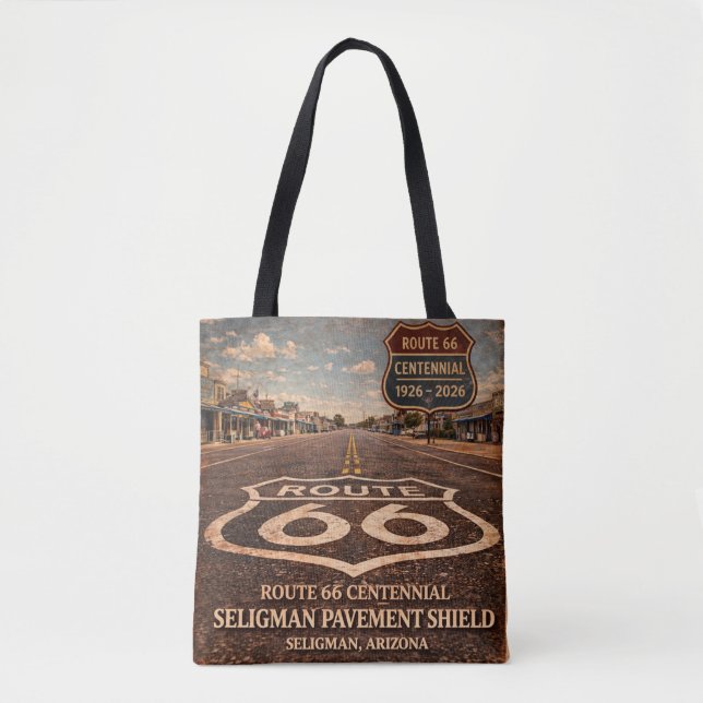Tote Bag Route 66 Centennial Chaussée Seligman Carryall (Devant)