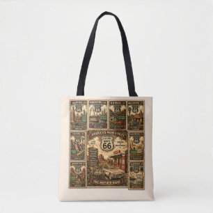 Tote Bag route 66 Fourre-tout Collage d'Américaine de bord