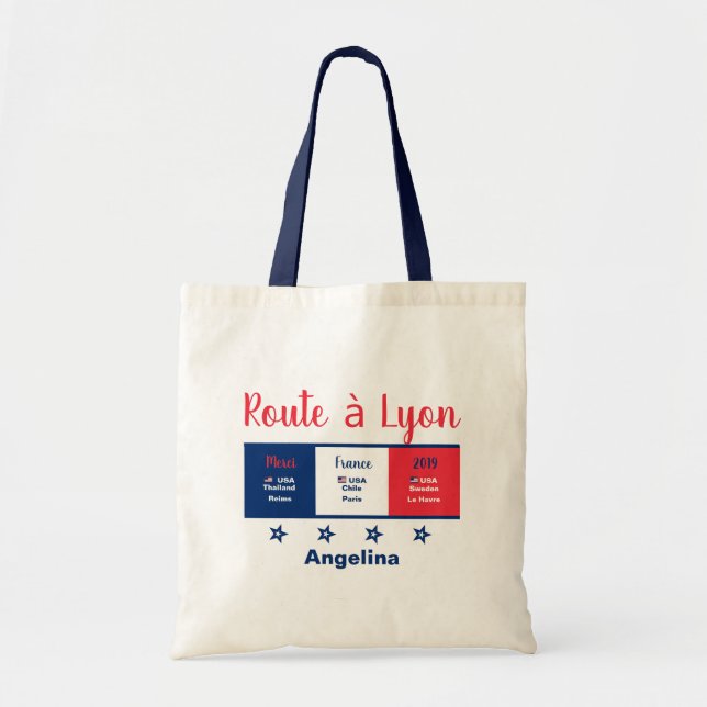 Tote Bag Route du football féminin à Lyon Merci France 2019 (Devant)