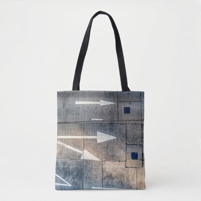 Tote Bag Route en béton avec direction fléchée peinte (Devant)