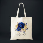 Tote Bag Royal Bleu Jaune Or Métallurgique Floral Bride<br><div class="desc">Elégant sac fourre-tout de mariée à thème bleu royal avec élégant bouquet de bleu royal,  marine,  or,  bourgeons de fleurs roses couleur jaune et des feuilles d'eucalyptus. Veuillez me contacter pour toute aide sur la personnalisation ou si vous avez besoin d'un autre produit avec ce design.</div>