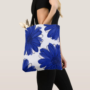 Tote Bag Royal Blue Daisies