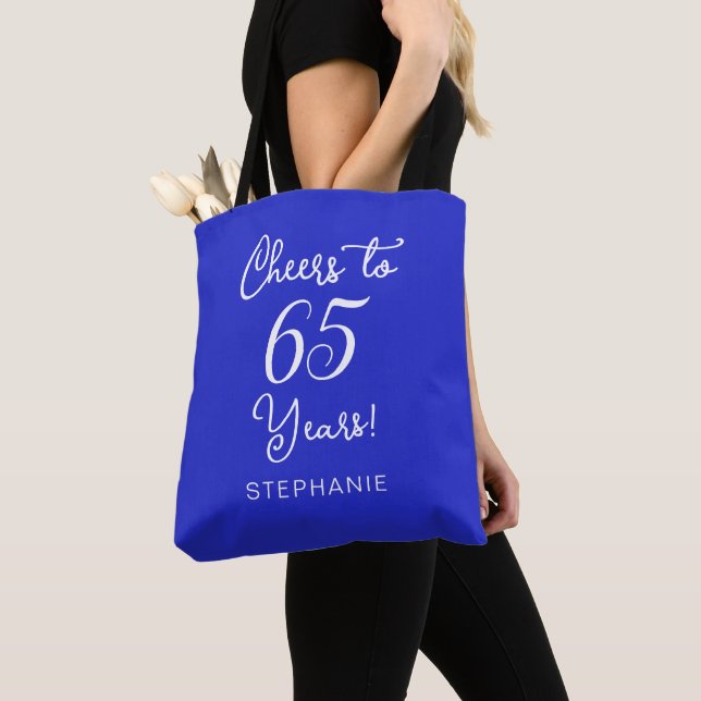 Tote Bag Royal Blue encourage à 65 ans 65e anniversaire fêt (De près)