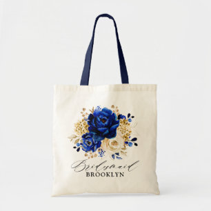 Tote Bag Royal Blue Jaune or Floral Bridesmaid cadeau