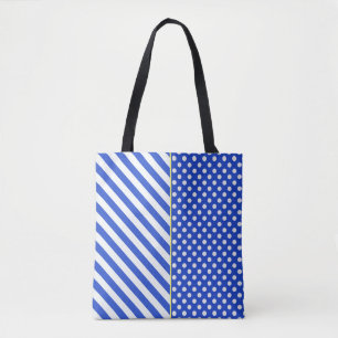 Tote Bag Royal Blue Pois and Stripes par ShirleyTaylor