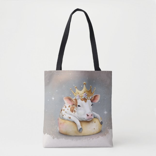Tote Bag Royal Cow Dreaming on Cheese Throne                (Devant)
