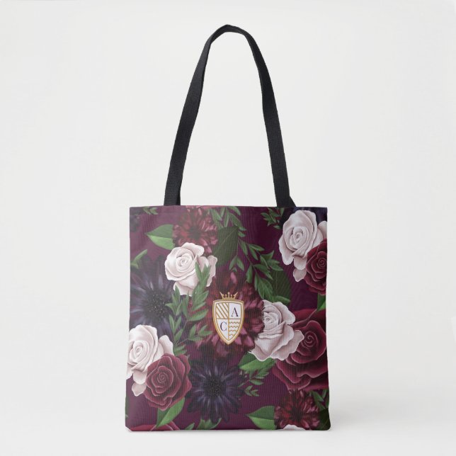 Tote Bag Royal Muse Imaginaire médiéval Crest & Floral Mari (Devant)