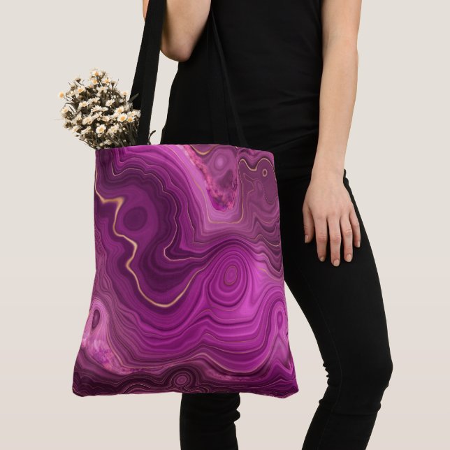 Tote Bag Royal Purple Et Gold Agate Abstrait (De près)