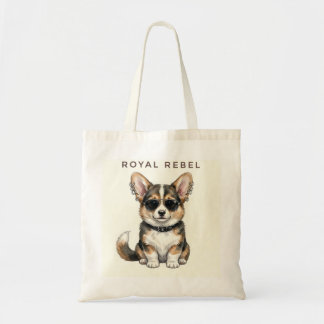 Tote Bag Royal Rebel Corgi-Cool Dog with Sunglasses 