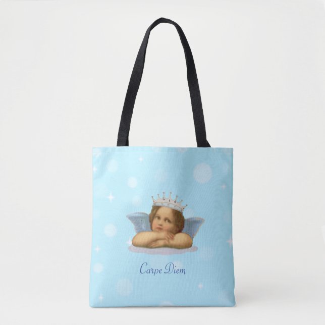 Tote Bag Royal Stylish Raphaël Chérubin sur Fond Bleu Clair (Devant)