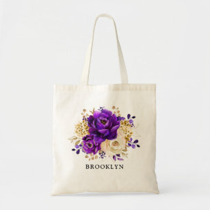 Tote Bag Royal violet violet or Floral Bridesmaid cadeau