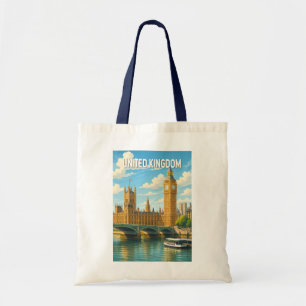 Tote Bag Royaume-Uni Illustration Voyage Art Vintage