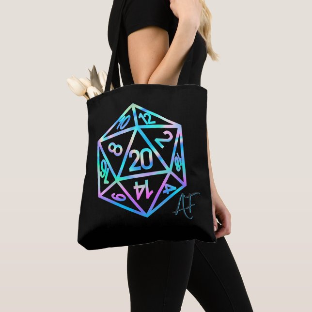 Tote Bag RPG Crit AF | Holo Retro PnP Tabletop Dice Gamer (De près)