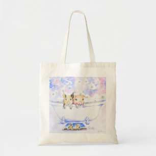 Tote Bag Rub a Dub Dub Piggies dans Tub Peinture
