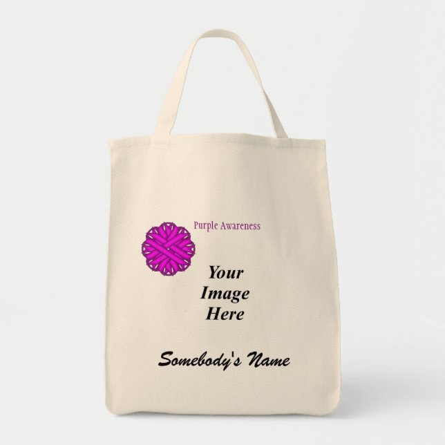 Tote Bag Ruban à fleurs violettes Modèle par Kenneth Yoncic (Devant)