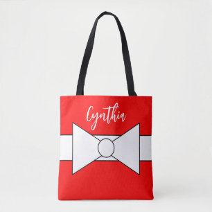 Tote Bag Ruban blanc avec rouge : Noël