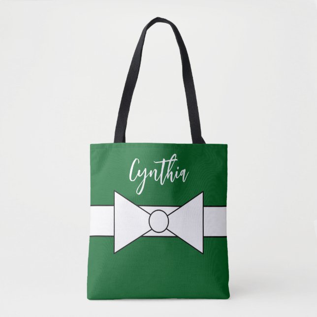 Tote Bag Ruban blanc vert : Noël (Devant)