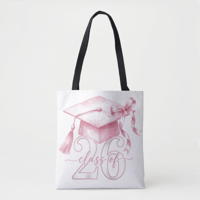 Tote Bag Ruban Coquet Rose Classe Terminale 2026 Fille Term (Devant)